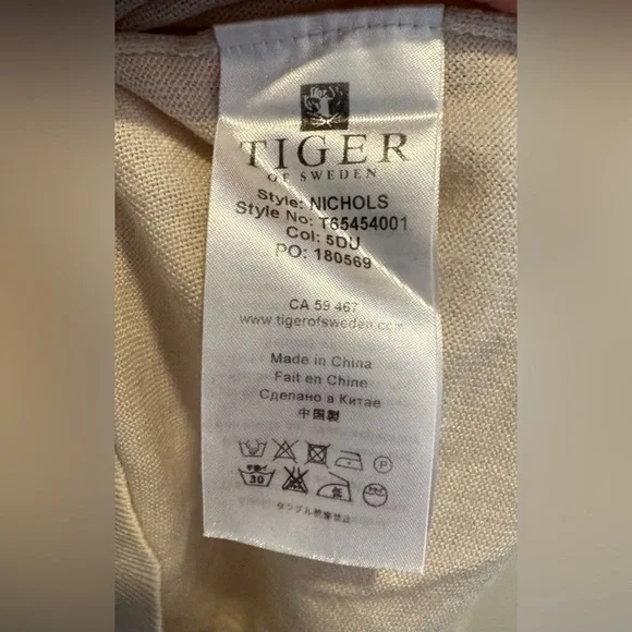 TIGER OF SWEDEN Nichols Pullover Wool Sweater top light camel office street US M - Picture 6 of 7